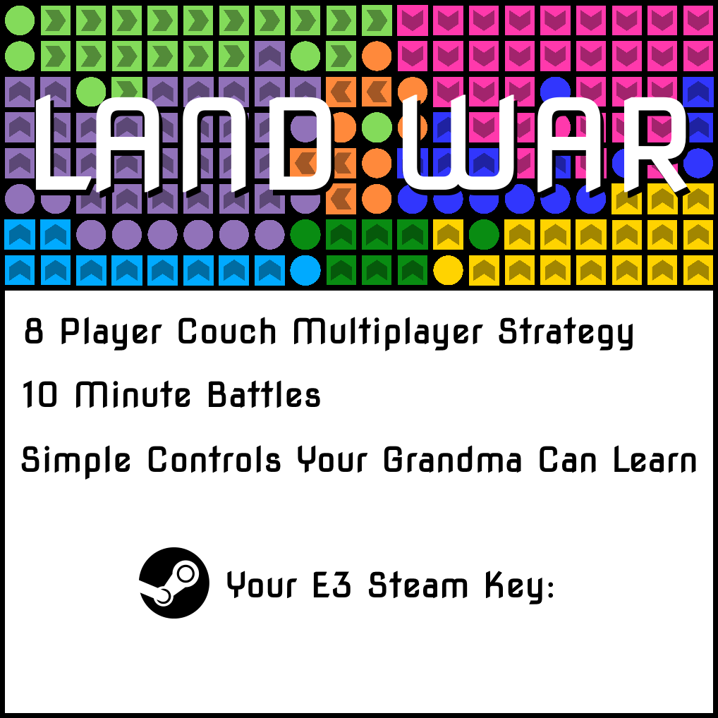 One of the only marketing materials developed for Land War, several hundred steam keys (copies of the game) were handed out during the E3 convention in 2019